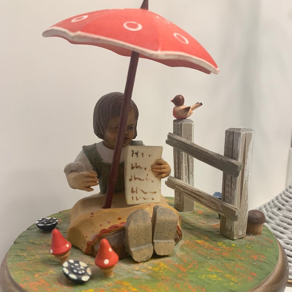 Vintage Anri Thorens Wood Music Box with Movement Plays "Arrivederci Roma"